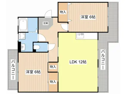 ハイエスト松栄2号館(2LDK/3階)の間取り写真