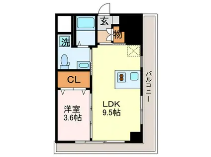 ベーシックビルディング八幡(1LDK/3階)の間取り写真