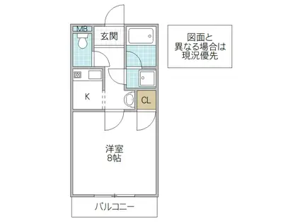 CASA WOODS I(1K/1階)の間取り写真