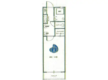 コーポ安川(1K/2階)の間取り写真