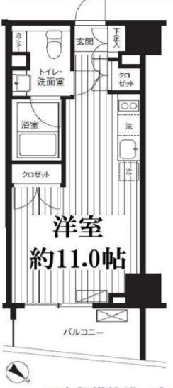 TI-HIGASHIAZABU(ワンルーム/6階)の間取り写真