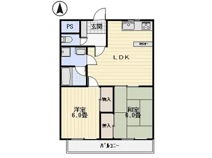 カーサ・ミア(2LDK/2階)の間取り写真