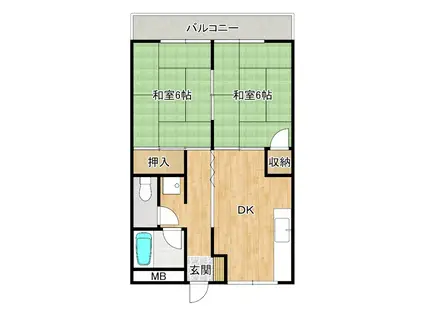 レジデンスAY(2DK/2階)の間取り写真