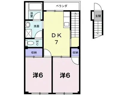 サンハイツ赤塚(2DK/2階)の間取り写真