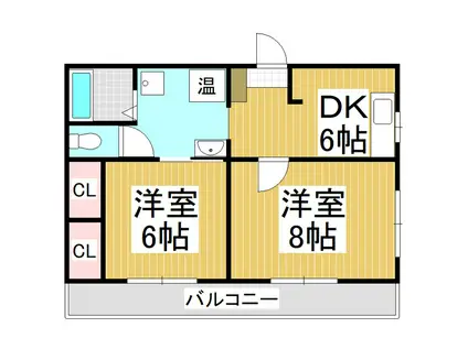 Mコーポ A(2DK/1階)の間取り写真