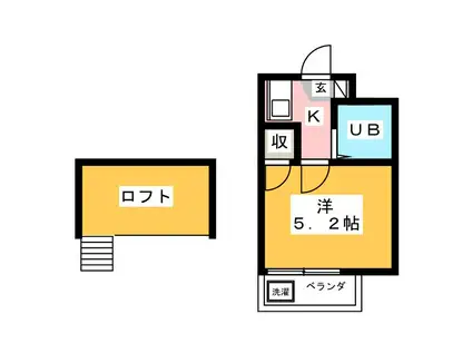 フローラルコート常盤台(1K/2階)の間取り写真
