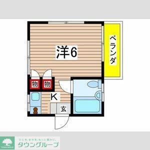 コーポ西国立(1K/1階)の間取り写真