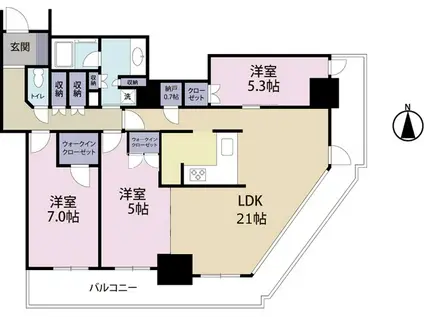 阿波座ライズタワーズフラッグ46 OMPタワー(3LDK/24階)の間取り写真