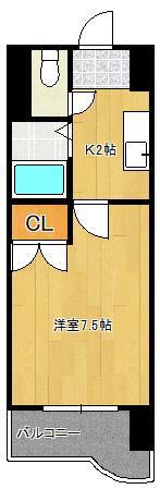 ニューサンリバー7番館(1K/4階)の間取り写真