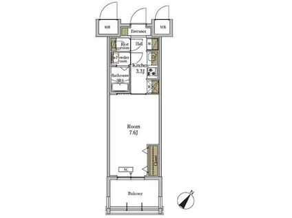 RJRプレシア武雄温泉(1K/7階)の間取り写真