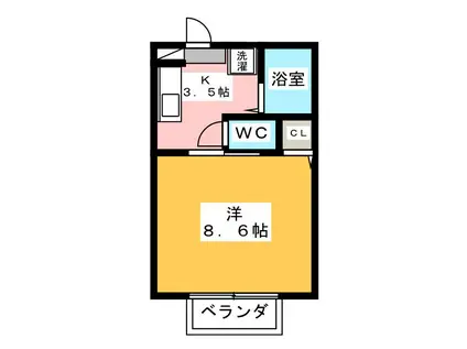 コーポI(1K/2階)の間取り写真