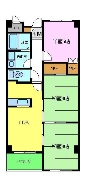 アデューウエダ(3LDK/2階)の間取り写真