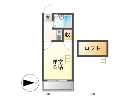 ルミエール高畑(1K/2階)の間取り写真