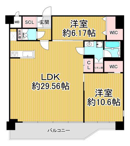 プレジオ宝塚ASIAN(2LDK/6階)の間取り写真