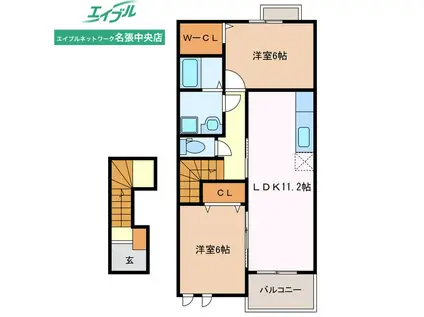 プランドールI(2LDK/2階)の間取り写真