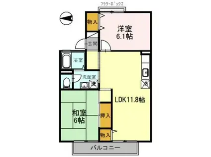 ボナールエス(2LDK/2階)の間取り写真