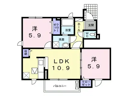 ベル アンジュ(2LDK/1階)の間取り写真