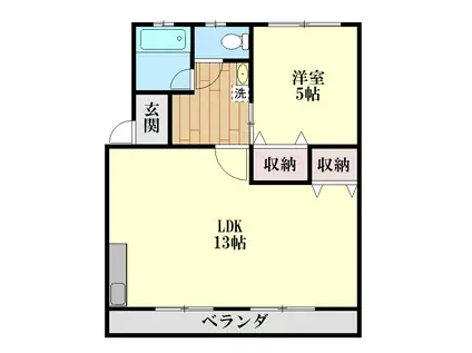 スカイハイツ(1LDK/2階)の間取り写真