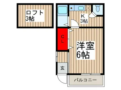 ヴィンテージ朝霞(1K/1階)の間取り写真