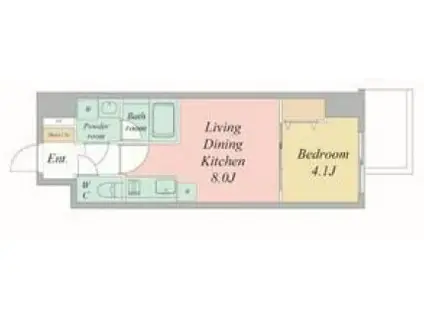 エスリードレジデンス大阪谷町ザ・マークス(1LDK/2階)の間取り写真