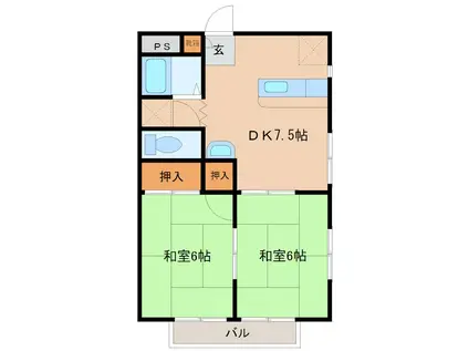 MYCITYLIFE35番館(2DK/1階)の間取り写真