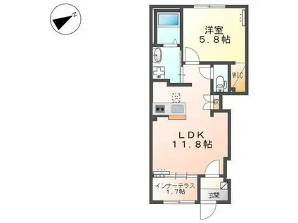 クレ・ド・ボヌールII(1LDK/1階)の間取り写真