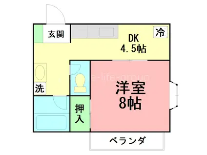 ハイツ草山I(1DK/2階)の間取り写真