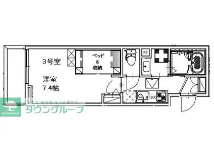 アクシーズ南浦和3丁目(1K/2階)の間取り写真