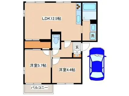 スカイヴィレッジ(2LDK/1階)の間取り写真