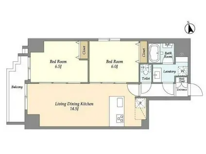 ネオアーバンレジデンス駒込(2LDK/6階)の間取り写真