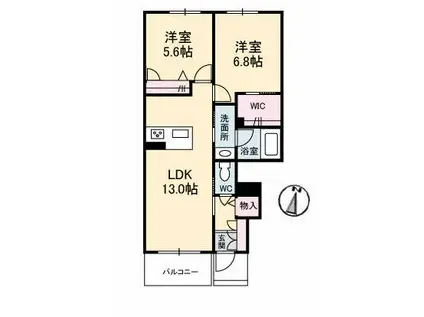 シャーメゾンソレイユ(2LDK/1階)の間取り写真