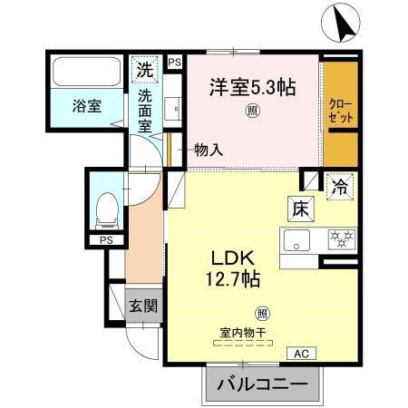 ヴィラーチェII(1LDK/1階)の間取り写真