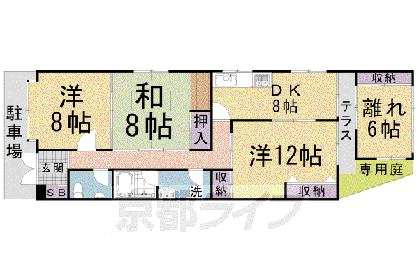 シュトラーセ鳥羽街道(4DK/1階)の間取り写真
