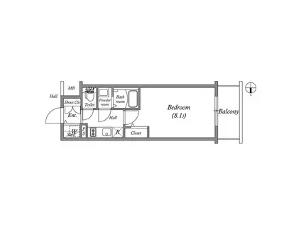メインステージ大阪ノースGATEI(1K/2階)の間取り写真