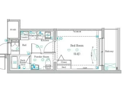 ラフィスタ元町II(1K/1階)の間取り写真
