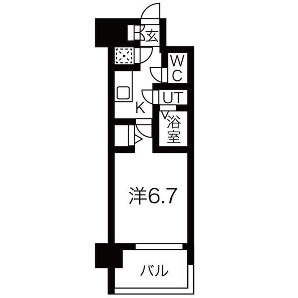 レジュールアッシュ中之島サウス(1K/9階)の間取り写真