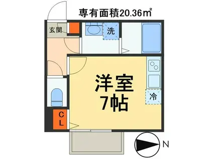 ブライティア稲毛(ワンルーム/3階)の間取り写真