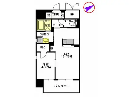 シャーメゾングランドソレイユ門司(1LDK/7階)の間取り写真