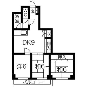NTビル白壁(3DK/3階)の間取り写真