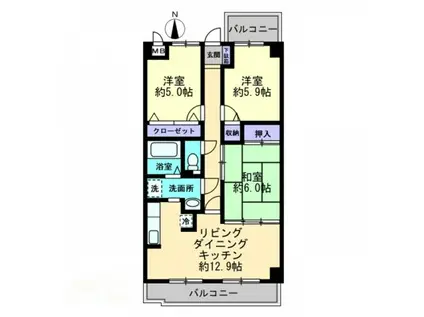 スカール松縄(3LDK/4階)の間取り写真