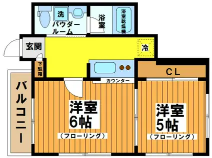 フラット南台(2K/3階)の間取り写真