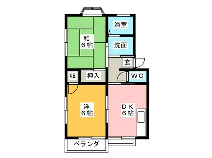 エクセルカンバーニュA(2DK/2階)の間取り写真