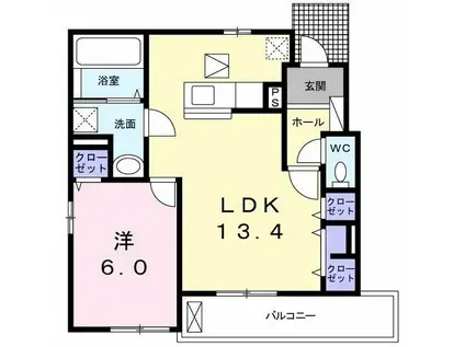 ヴィラ アルドーレ(1LDK/1階)の間取り写真