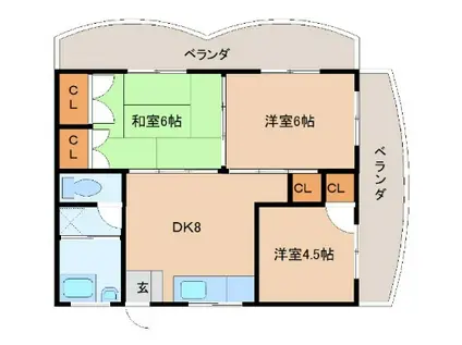 ブーゲンハウス(3DK/2階)の間取り写真