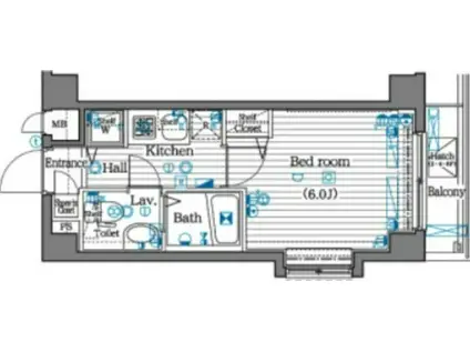 ガラシティ大崎(1K/2階)の間取り写真