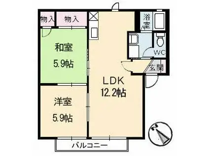 キャトルセゾン(2LDK/1階)の間取り写真