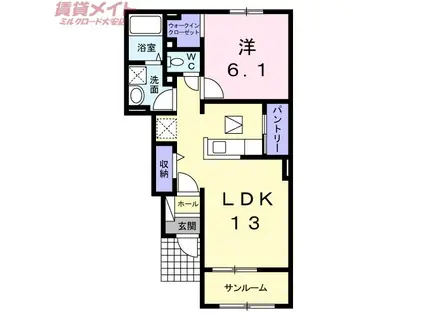 ミュアフィールド2(1LDK/1階)の間取り写真