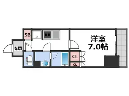 コンフォリアリブ博労町一丁目Q(1K/3階)の間取り写真