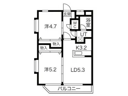 メゾン・ド・クラ(2DK/2階)の間取り写真