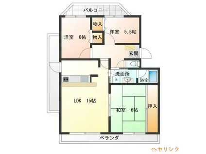 クレスト壱番館(3LDK/3階)の間取り写真